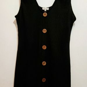 Black button down mid-length dress. Size Large